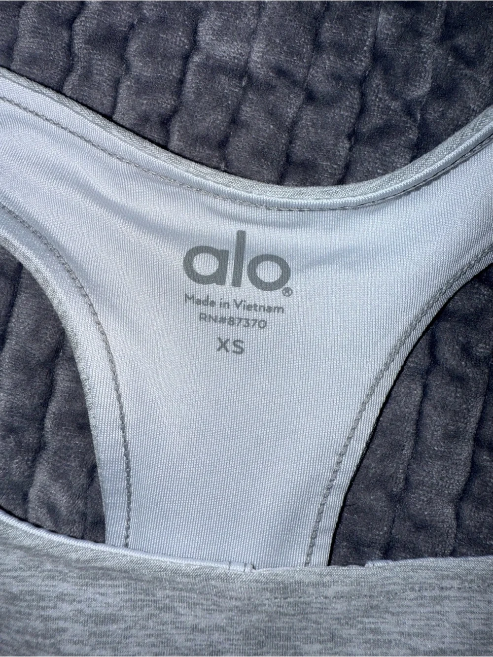 ALO Yoga Grey High-Neck Racerback Sports Bra XS